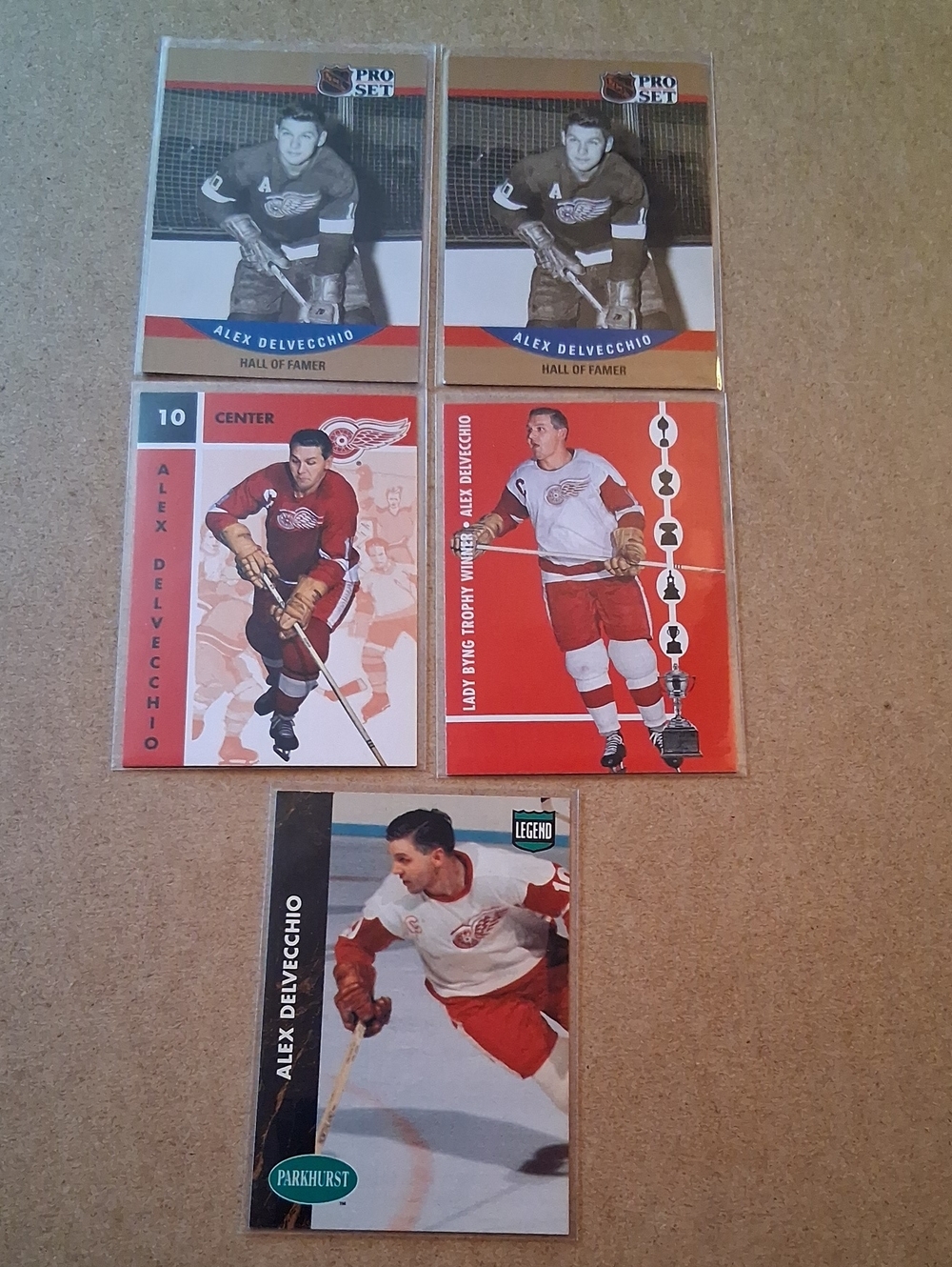 Alex Delvecchio Hockey Card Lot - Red/White Vintage Collectible